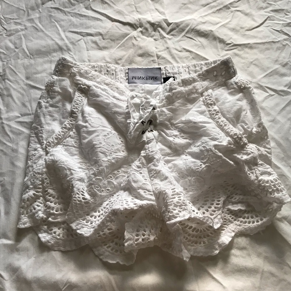 White lace shorts